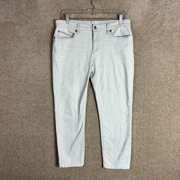 Eileen Fisher Jeans Womens Size 10 Light Gray Slim Straight Fit Organic Cotton - Picture 1 of 11